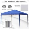 Outsunny sulankstomas paviljonas, apytiksl. 3x3 m, vandeniui atsparus, stabilus, atsparus žiemai, iššokantis, su apsauga nuo UV spindulių, sulankstoma vakarėlių palapinė, sodo palapinė su krepšiu, mėlynas