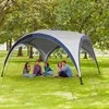 Outsunny Sodo paviljonas, sodo palapinė nuo saulės apsauga - kreminė balta + mėlyna 4 x 4 x 2,5 m