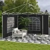 "Outsunny" 2 šoninių skydų rinkinys pavėsinei 3x3/3x6 m, šoniniai skydai su langu ir "Velcro" užsegimu, vandeniui atsparūs šoniniai skydai, pagaminti iš Oksfordo audinio, kaip apsauga nuo vėjo ir privatumo ekranas vakarėlių palapinei, juodos spalvos