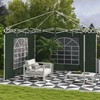 "Outsunny" 2 šoninių skydų rinkinys pavėsinei 3x3/3x6 m, šoniniai skydai su langu ir "Velcro" užsegimu, vandeniui atsparūs šoniniai skydai iš Oksfordo audinio, kaip apsauga nuo vėjo ir privatumo ekranas vakarėlių palapinei, žalias