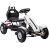 Pedalinis kartingas su rankiniu stabdžiu ir reguliuojama sėdyne, baltas, 121 × 58 × 61 cm