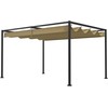 "Outsunny" 3x2 m paviljonas sodui, metalinis terasos stogas, sodo paviljonas su reguliuojamu stogu, laisvai pastatomas, apsauga nuo saulės, skirtas terasai ir sodui, chaki spalvos