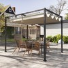 "Outsunny" 3x2 m paviljonas sodui, metalinis terasos stogas, sodo paviljonas su reguliuojamu stogu, laisvai pastatomas, apsauga nuo saulės, skirtas terasai ir sodui, chaki spalvos