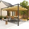"Outsunny" paviljonas 4x3 m, plieno terasos stogas, sodo paviljonas su reguliuojamu stogu, laisvai pastatomas, apsauga nuo saulės, skirtas terasai ir sodui, chaki spalvos