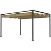 "Outsunny" paviljonas 4x3 m, plieno terasos stogas, sodo paviljonas su reguliuojamu stogu, laisvai pastatomas, apsauga nuo saulės, skirtas terasai ir sodui, chaki spalvos