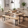 Pikniko stalo ir suolų rinkinys natūralus/juodas 3 vnt.