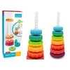 Lean Toys Piramidės formos bokštas rūšiavimo dėlionė vaikams, 6 elementai