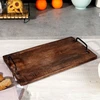 Pjaustymo lentelė iš mango medienos su metalinėmis rankenomis, ruda, 40,5 × 21,5 × 5,5 cm