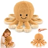 Lean Toys Pliušinis aštuonkojis su tampriais čiuptuvais, smėlio spalvos, 30 × 20 × 20 cm