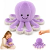 Lean Toys Pliušinis aštuonkojis su tampriais čiuptuvais, violetinis, 30 x 20 x 20 cm