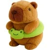 Lean Toys Pliušinis kapibara 20 cm su gelbėjimosi ratu varle