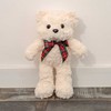 Lean Toys Pliušinis meškiukas su kaspinu, baltas, 30 cm