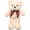 Lean Toys Pliušinis meškiukas su kaspinu, baltas, 30 cm