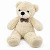 Lean Toys Pliušinis meškiukas su languotu kaspinu, kreminės baltos spalvos, 120 x 45 x 35 cm