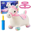 Lean Toys Pliušinis pripučiamas šokliukas arkliukas, baltas, 60 × 23 × 50 cm