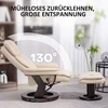 "HOMCOM" atlenkiamas fotelis su taburetėmis, 360° pasukamas televizoriaus fotelis su atlenkimo funkcija, televizoriaus fotelis su kišenine spyruokle svetainei, odos imitacija, kreminės baltos spalvos
