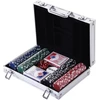 HOMCOM pokerio lagaminas, 200 pokerio žetonų, 2 kortų kaladės, 5 kauliukai, aliumininis lagaminas, polistirenas, 29,5x20,5x6,5 cm, žaidimų vakarams