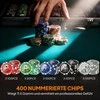 SPORTNOW pokerio lagaminas, pokerio komplektas su 400 žetonų, 11,5 g, 2 kortų kaladėmis, 5 kauliukais, dalintojo žetonu, žaidimų kilimėliu, aliumininiu lagaminu