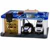 Lean Toys Policijos garažas su automobiliais ir sraigtasparniu, mėlynas ir baltas, 32 × 17 × 21 cm