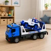 Lean Toys Policijos vilkikas su patruliniu automobiliu mėlyna ir balta 2 vnt.