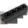 Elgotech Oem Prailginimo laido lizdas x 4 su įžeminimu, juodas GN-40-2