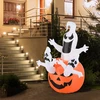 HOMCOM Pripučiamas moliūgas vaiduoklis Helovino dekoracija, oro figūra su LED apšvietimu, poliesteris, 120x120x180cm