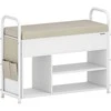 Songmics Vasagle Batų suolas su sėdyne ir daiktų laikymo vieta cappuccino beige