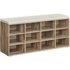 Songmics Vasagle Batų lentyna su sėdyne 30,3 x 104 x 48 cm kupranugario rudos spalvos