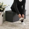 Songmics Suoliukas su atlenkiamu dangčiu 76 cm tamsiai pilkos spalvos