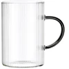 Puodeliai iš borosilikatinio stiklo, 290 ml, su juodomis rankenėlėmis, 10 × 7 × 10 cm, 6 vnt.