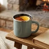 Puodelis iš emaliuoto plieno su rankenėle, mėtinis, 400 ml, 12 × 9 × 8,5 cm