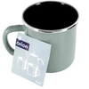 Puodelis iš emaliuoto plieno su rankenėle, mėtinis, 400 ml, 12 × 9 × 8,5 cm