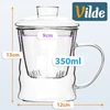 Puodelis su sieteliu, 350 ml, skaidrus, 12 × 9 × 13 cm