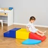 HOMCOM minkšti statybiniai blokai, 4 dalių rinkinys iš putplasčio, milžiniški blokai, konstravimo žaislas, 12-36 mėn. vaikams, įvairiaspalviai, dirbtinė oda