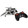 RC dronas su automatiniu pakilimu ir nusileidimu bei aukščio palaikymu, pilkas–juodas su geltonais elementais, 23 × 14,7 × 5 cm