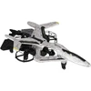RC dronas su automatiniu pakilimu ir nusileidimu bei aukščio palaikymu, pilkas–juodas su geltonais elementais, 23 × 14,7 × 5 cm