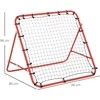 HOMCOM futbolo atšokimo tinklelis, treniruočių vartai su reguliuojamu kampu, raudona ir juoda spalvos, 96 x 80 x 96 cm