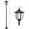Outsunny Saulės sodo žibintas LED sodo žibintas su 30/60 liumenų, plastikinis, juodas, Ø26,5 x H177 cm