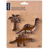 Sausainių formelių rinkinys su dinozaurų ir palmės motyvais, sidabrinis, 3 vnt.