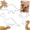 Sausainių formelių rinkinys su dinozaurų ir palmės motyvais, sidabrinis, 3 vnt.