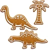 Sausainių formelių rinkinys su dinozaurų ir palmės motyvais, sidabrinis, 3 vnt.
