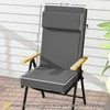 Outsunny sėdynės pagalvėlė 120 x 47 x 9,5 cm, atspari vandeniui, su raiščiais, galvos atrama, UPF50+, lauko ir vidaus naudojimui, sėdynės paminkštinimas sulankstomai kėdei, valgomojo kėdei, tamsiai pilka