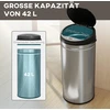 HOMCOM 42 litrų sensorinė šiukšliadėžė su švelnaus uždarymo funkcija, bekontaktė nerūdijančio plieno šiukšliadėžė higieniškai virtuvei