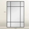 Sieninis veidrodis su metaliniu rėmu ir 9 laukelių tinkleliu, juodas, 90 × 60 × 2 cm
