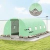 Outsunny plėvelinis šiltnamis, 6 x 3 m tunelinis šiltnamis su 8 langais, apsauga nuo šalčio, plieno rėmas, tamsiai žalias