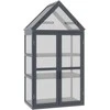 "Outsunny Cold Frame" mini šiltnamis 3 lygių šiltnamio augalų lova su atlenkiamu stogu Medinės dvigubos durys Natūralus 70,5 x 42 x 132 cm