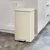 Songmics Šiukšliadėžė 40 l plieno smėlio spalvos