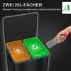 HOMCOM šiukšliadėžė 2 x 25 l, su pedalu, atliekų konteineris su vidiniais kibirais, skirta svetainei, biurui, nerūdijantis plienas, 47,7 x 37,5 x 56 cm