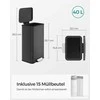 Songmics 40 litrų virtuvės atliekų dėžė su pedalais, juoda