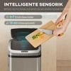 HOMCOM 48 L Sensorinis šiukšliadėžė virtuvei ar biurui, automatinio uždarymo funkcija, nerūdijantis plienas, sidabro atspalvis